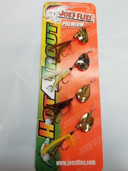 3 packs joe's flies premium spinners value packs hot 4 trout size 8  assorted